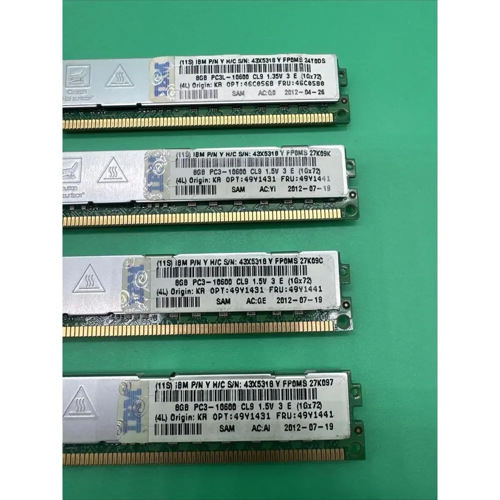 SAMSUNG IBM 32GB(4x8GB) 2Rx4 PC3-10600R SERVER Only ECC REG Ram M392B1K70CM0-CH9